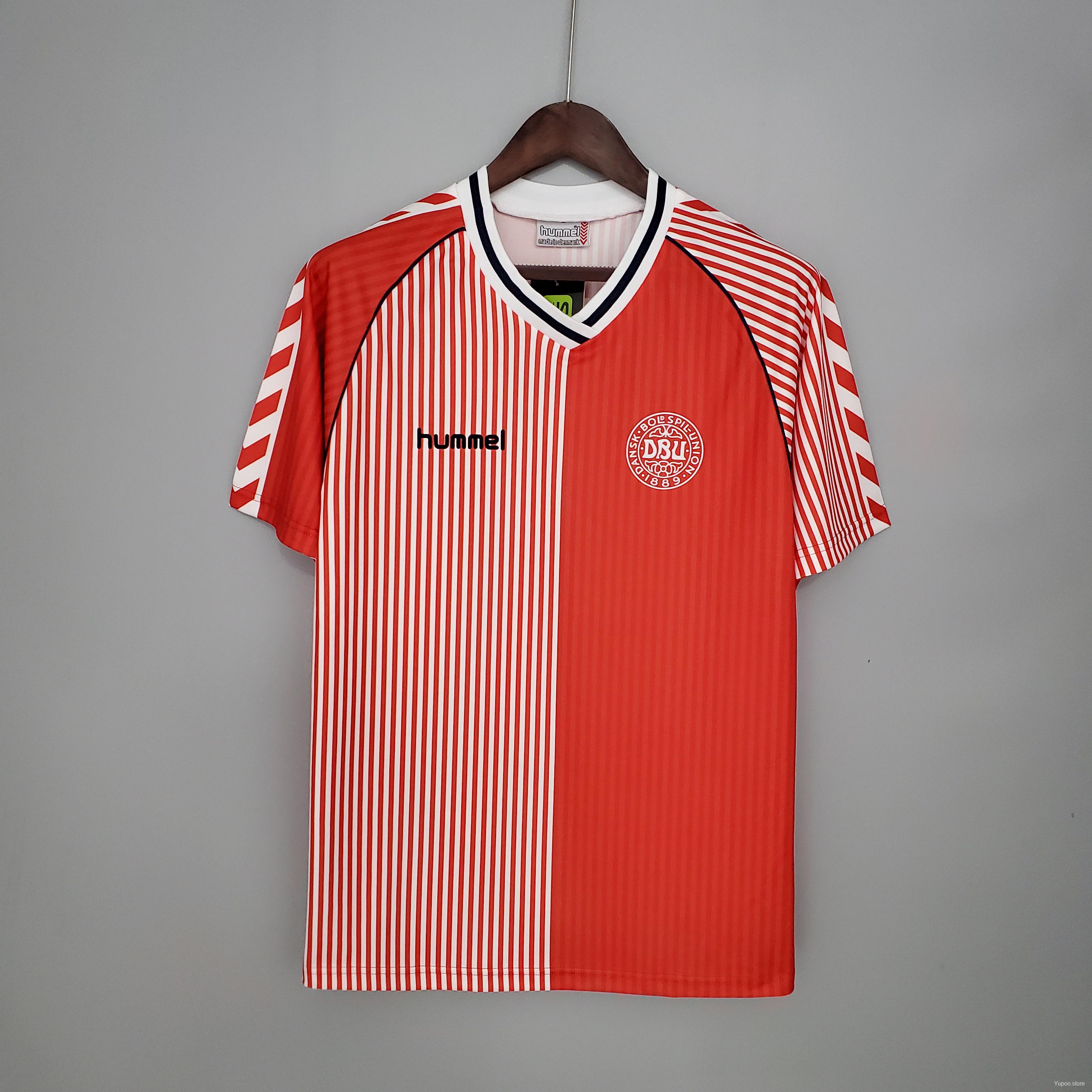 Camiseta de fútbol Dinamarca 1986 LOCAL MANGA CORTA VERSION FAN